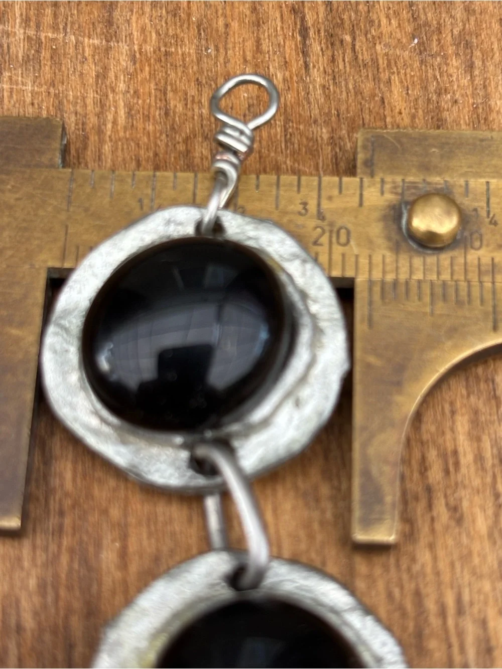 Women's Black stained  Glass Cabochon Link Bracelet  by Churoncalla